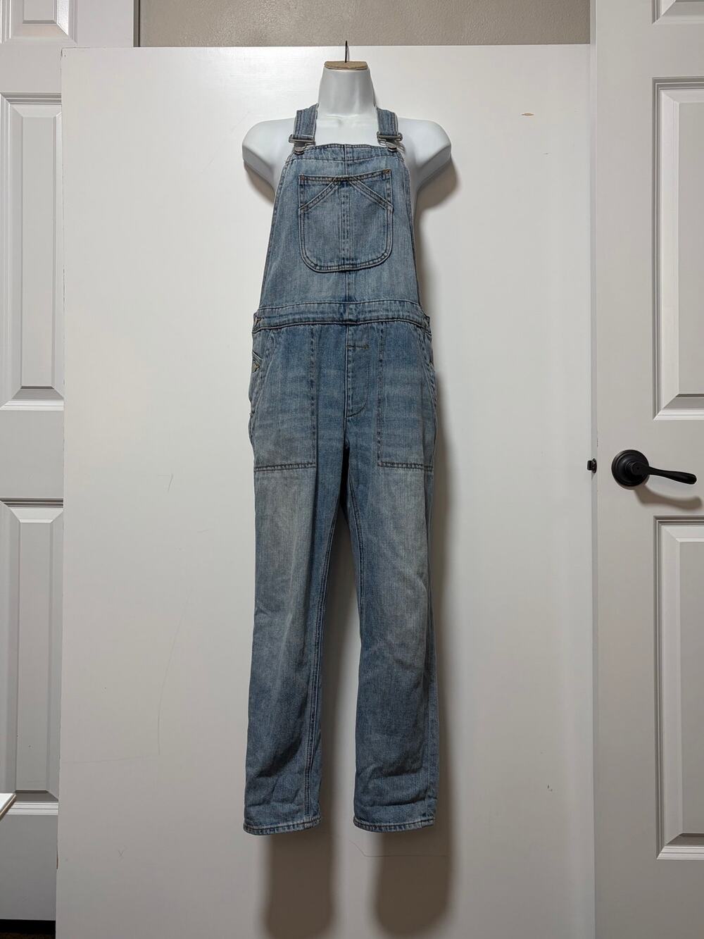 Gap 1969 Crop Slouch Denim Overalls XS Medium Indigo